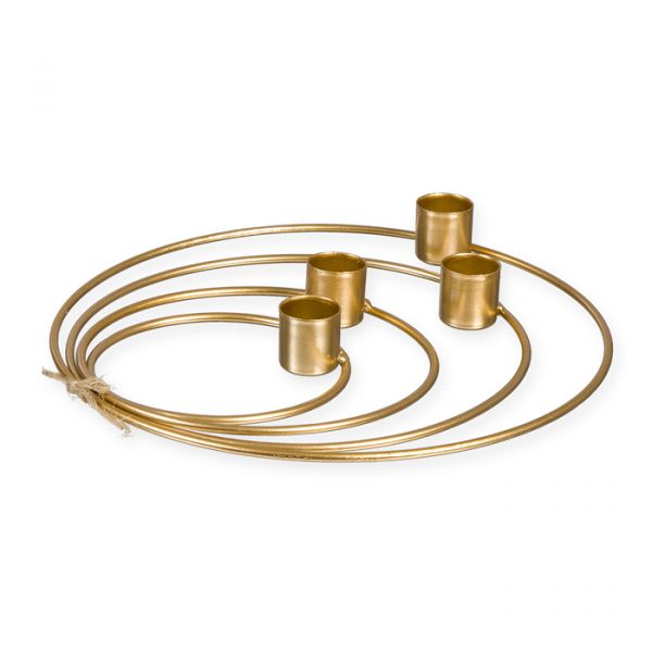 Kerzenhalter Ringe Metall Gold 4er Set 10-22cm für Stabkerzen