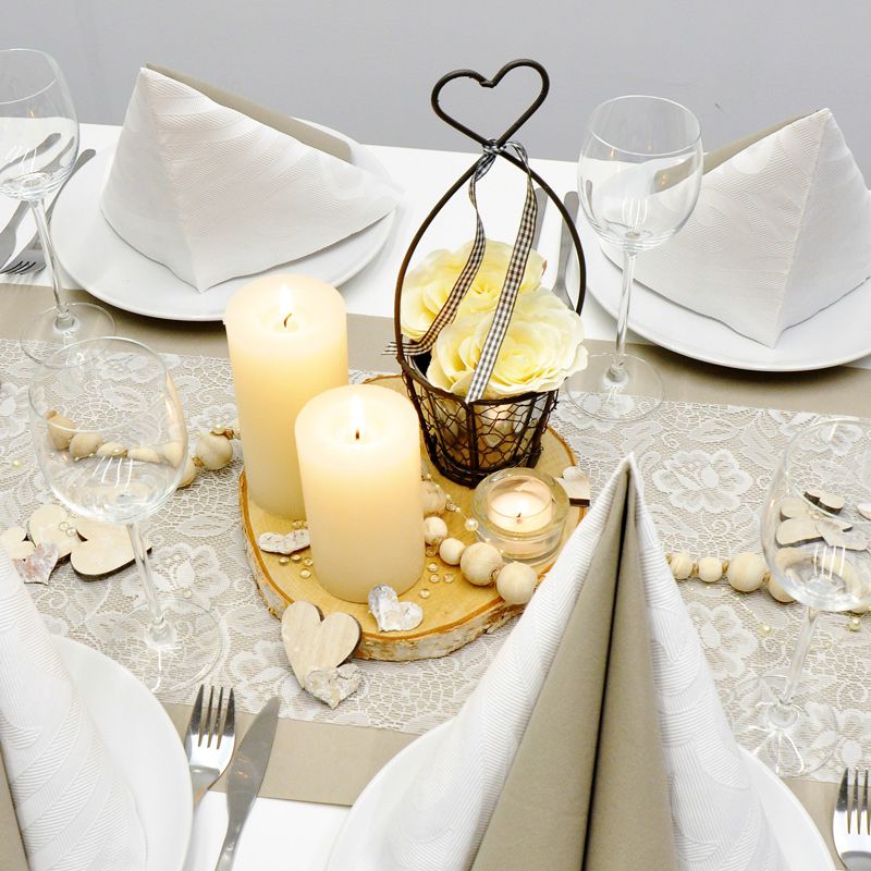 50X Hochzeit Tischdeko Jute Bestecktasche Besteckbeutel mit Spitze Deko DHL 