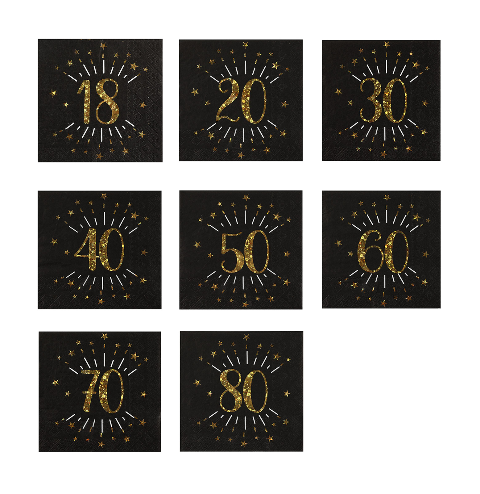 Tischdeko Windlicht aus Servietten Happy Birthday 60 GEBURTSTAG schwarz gold