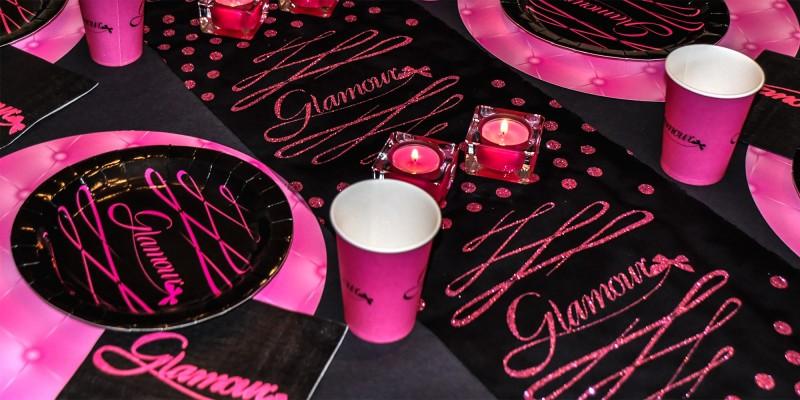 Tischdekoration Glamour Schwarz Pink
