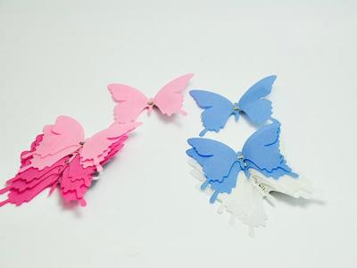 Schmetterlinge mit Clip Blau / Weiß 6 Stk