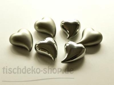 Geschwungenes Herz Keramik Silber Gruen 9cm matt glaenzend 6er
