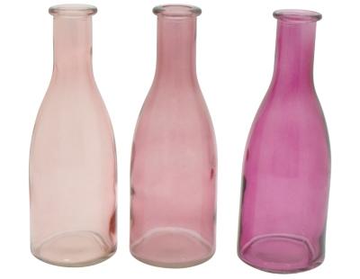 glas-vase-flasche-rosa-fuchsia-3er-set-18cm