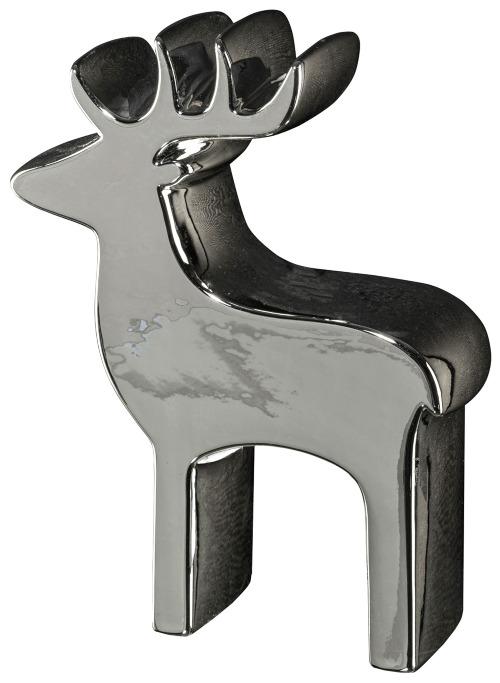 Deko-Hirsch Jonas Keramik Silber glänzend 8x10x3 cm