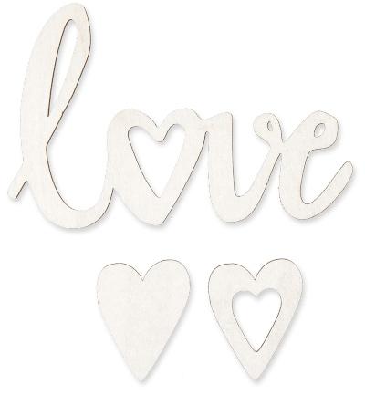 Streudeko Love und Herzen Weiß aus Holz