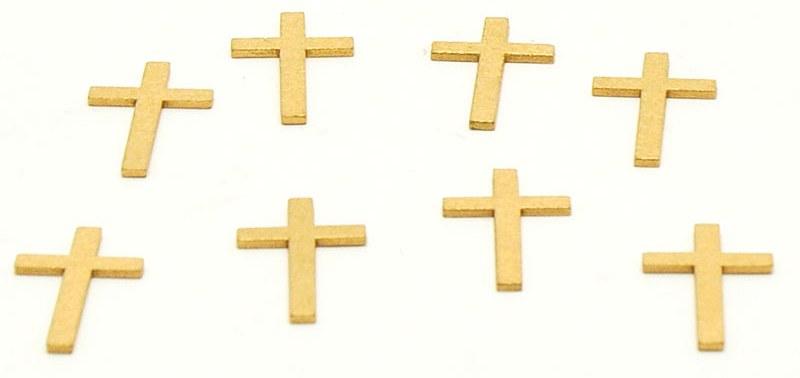 Streudeko Kreuz Gold Holz ca. 4cm 8 Stück