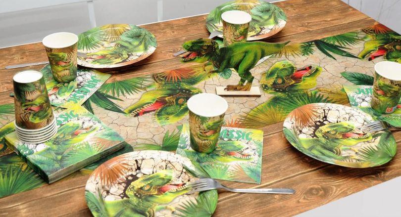 Tischdekoration Dinosaurier zum Kindergeburtstag