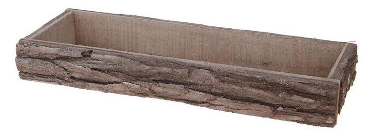 Rustikales Holztablett mit Kieferrinde 40x15cm Natur geweißt - Adventskranz selber machen