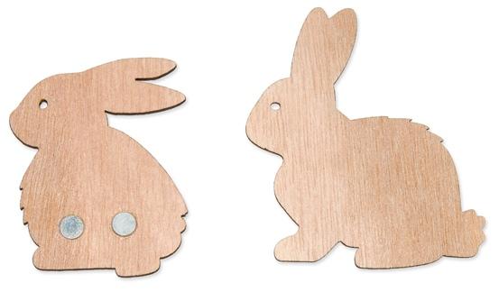 Holz-Hasen-Paar mit 2 Magneten 2er Set