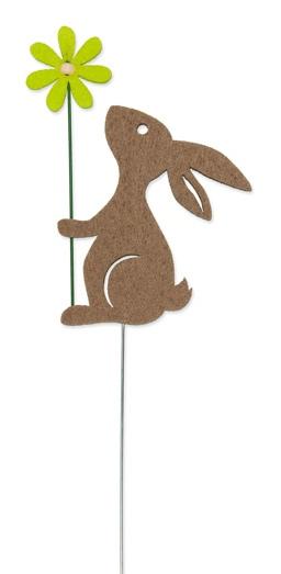 Drahtstecker Hase mit Blume Braun / Grün H ca. 31cm Ostern