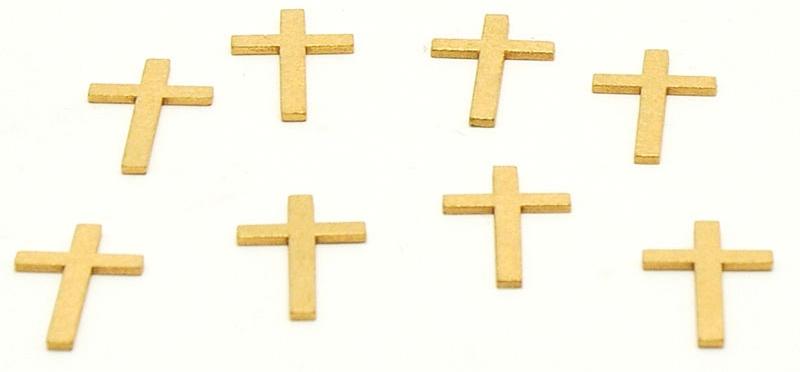 Streudeko Kreuz Gold Holz ca. 4cm 8 Stück - Christliche Symbole zur Kommunion und Konfirmation
